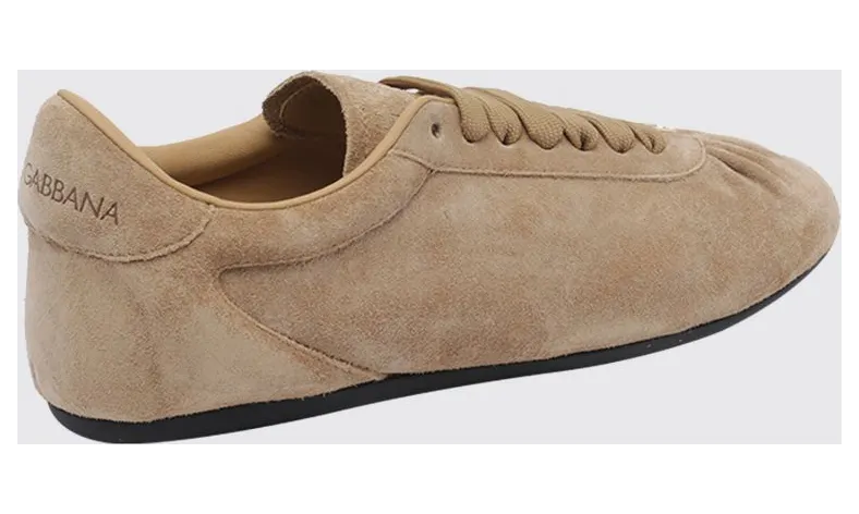 Dolce & Gabbana Suede Low-Top Sneakers with Embossed Logo Beige (CK2485A05818X076) (2)
