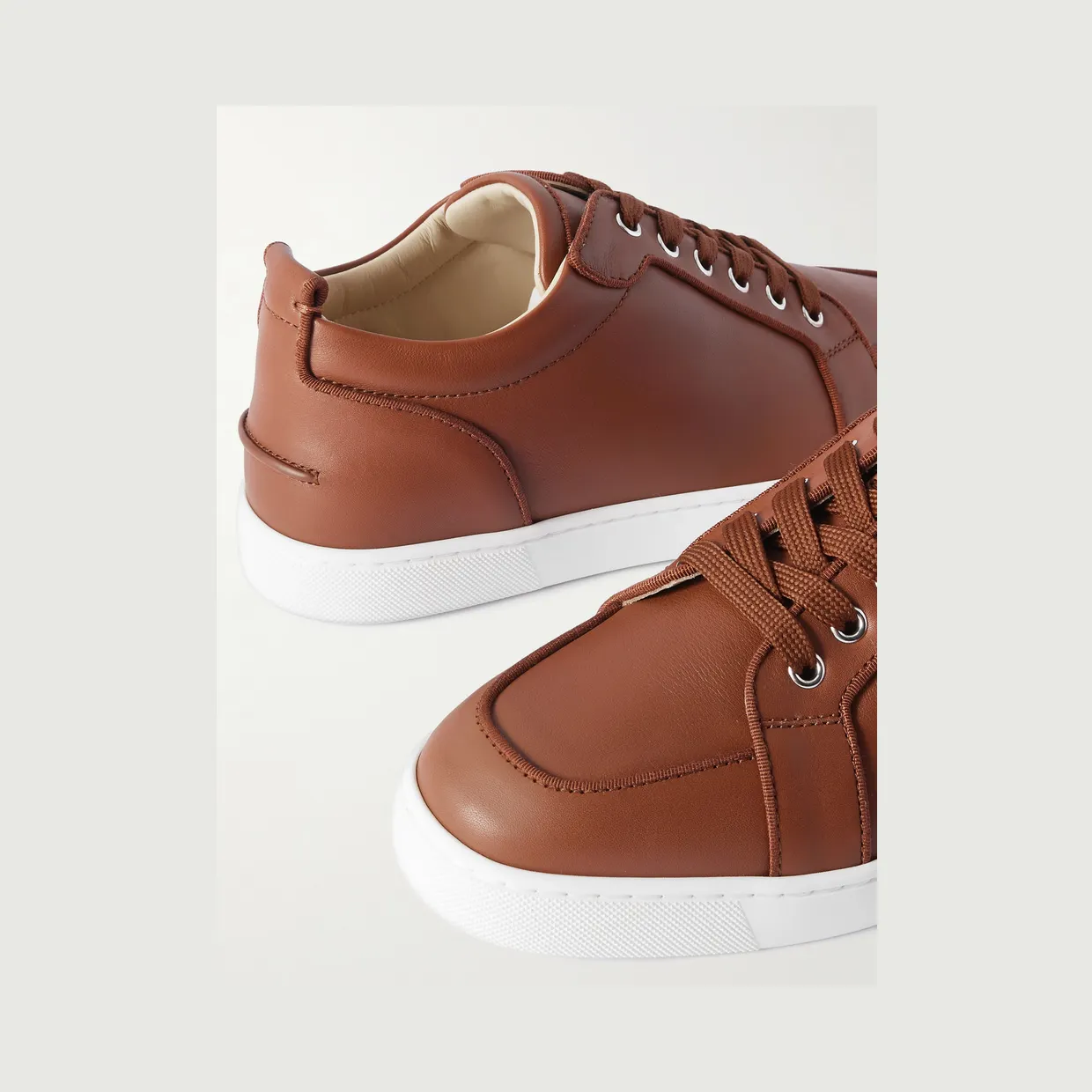 Christian Louboutin Rantulow Orlato Grosgrain-Trimmed Full-Grain Leather Sneakers Brown (3250663) (5)