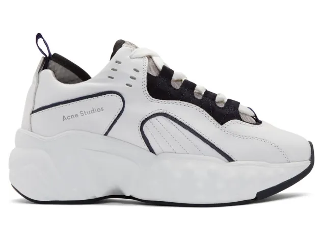 Acne Studios White and Navy Manhattan Sneakers (1EZ173)