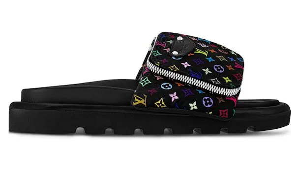 Louis Vuitton Pool Pillow Flat Comfort Mule Takashi Murakami Black (1AGVRH)