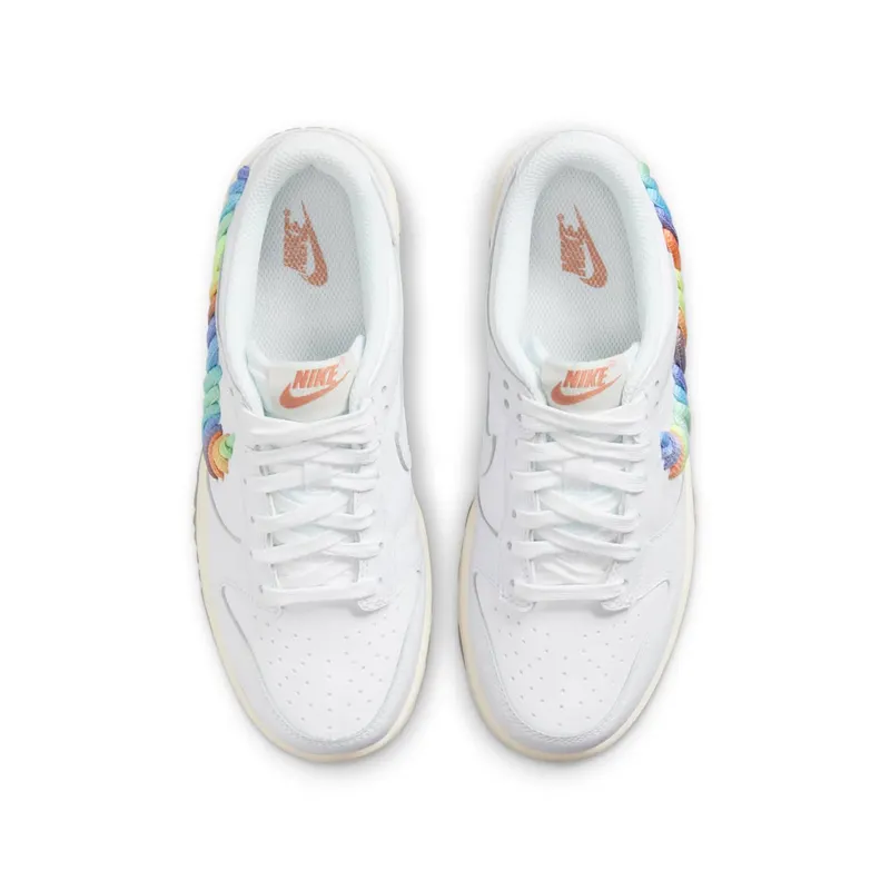 Nike Dunk Low SE GS “Rainbow Lace Swoosh White” (FN4861-100)