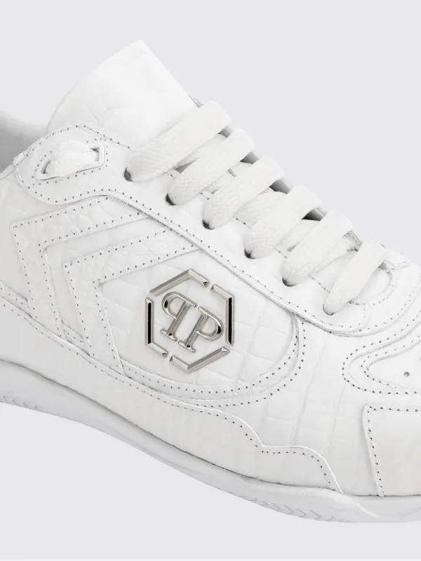 Philipp plein Pit-$top Crocodile Print Leather Sneakers White (SAFSUSC0907PLE010N01) (3)