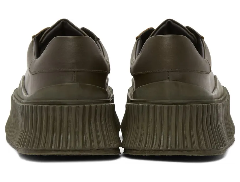 Jil Sander Khaki Leather Platform Sneakers (JS32108A_13032) (4)