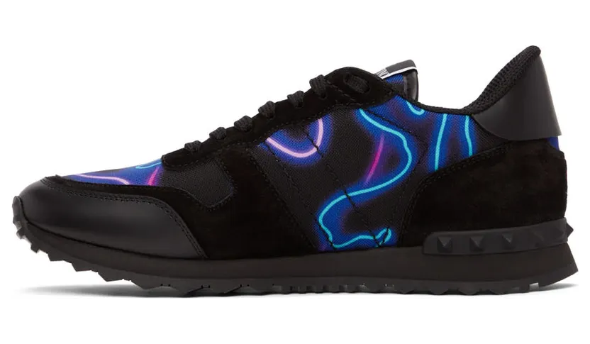Valentino Garavani Black Neon Camo Rockrunner Sneakers (XY2S0723KHJ) (3)
