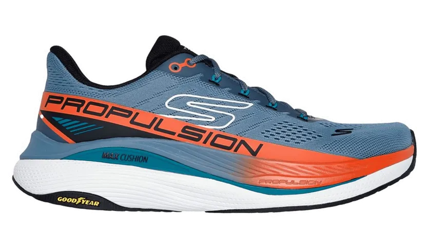 Skechers MAX CUSHIONING Propulsion Shoes Blue orange 220509 Men, Blue (220509SLT)