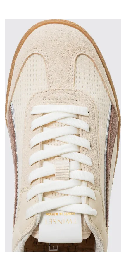 Twinset Mesh and Faux Leather Sneakers Pearl (261TCP01L13327) (2)