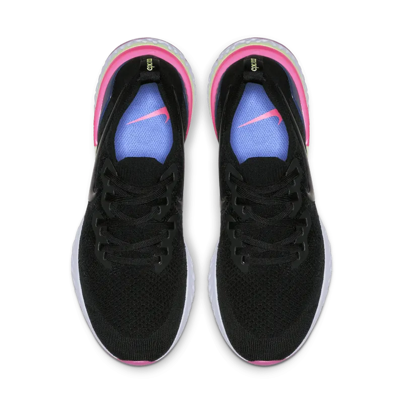 Nike Epic React Flyknit 2 Black Sapphire Hyper Pink (W) Black/Black-Sapphire-Lime Blast-Hyper Pink-Blue Tint (BQ8927-003)