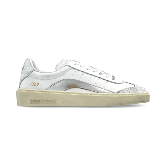 DSQUARED2 Rider metallic leren low-top “White” (SNW030101508442)