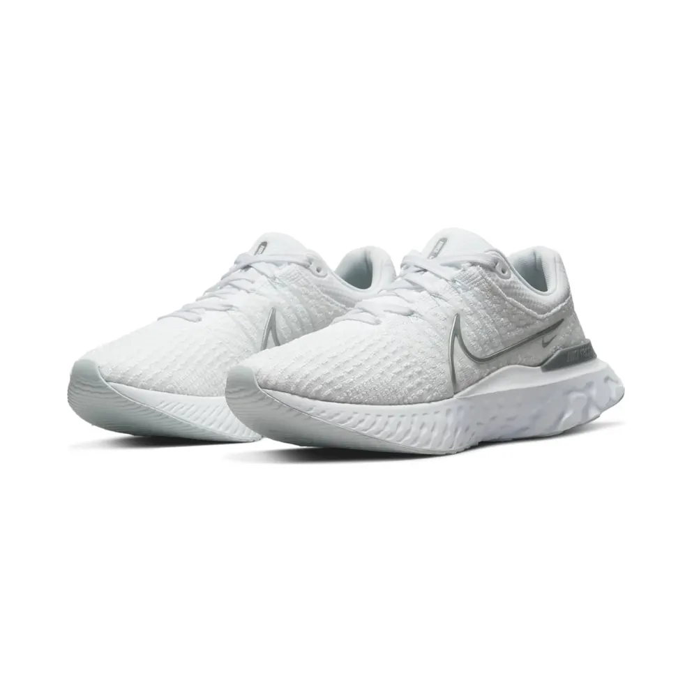 Nike React Infinity Run Flyknit 3 White Metallic Silver (DD3024-101)