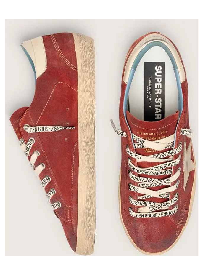 Golden Goose Men’S Super-Star In Red Suede With Cream Leather Star (GMF00101.F008577.40595) (3)