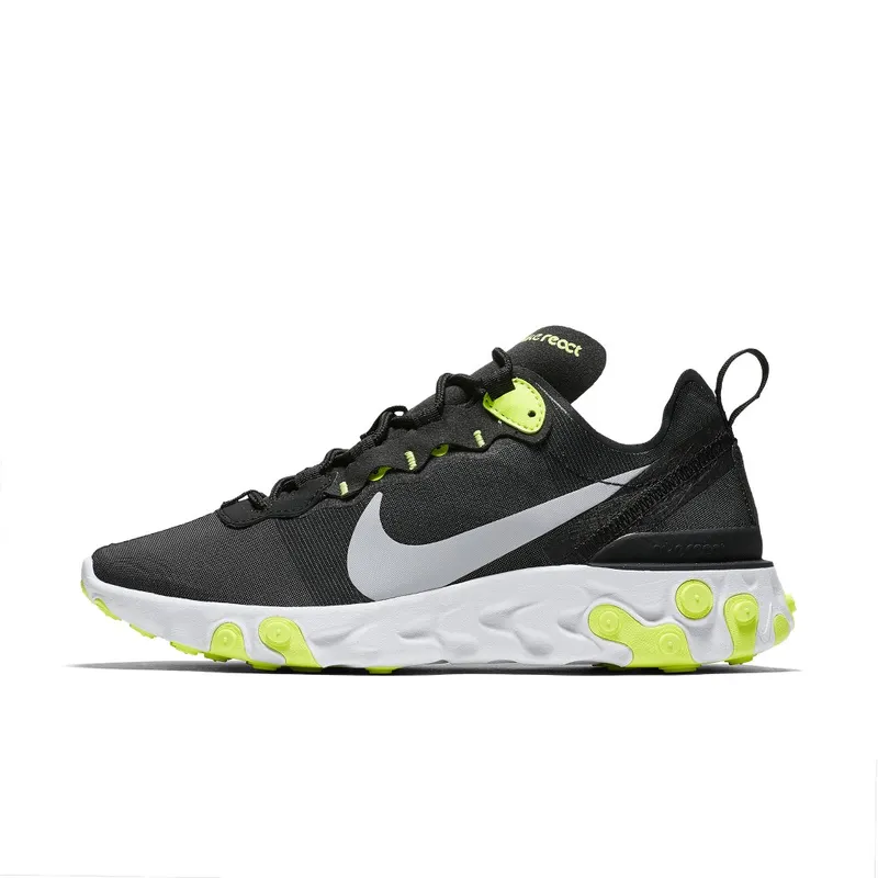 Nike React Element 55 Black Volt Cool Grey (W) Black/Wolf Grey-Volt-Cool Grey-White (BQ2728-001)