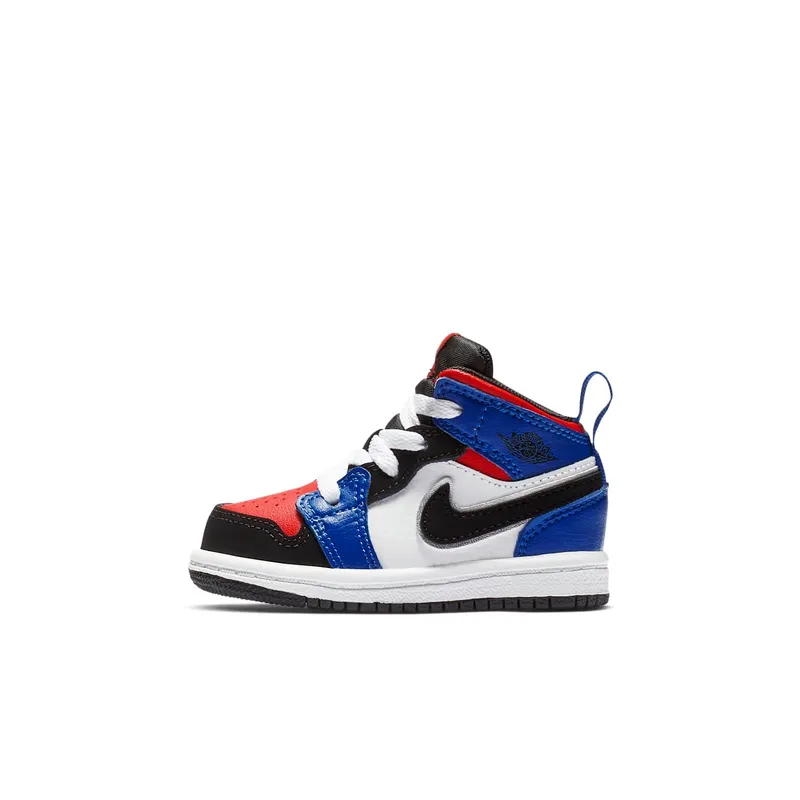 Jordan 1 Mid Top 3 (TD) White/Black-Hyper Royal-University Red-Metallic Silver (640735-124)