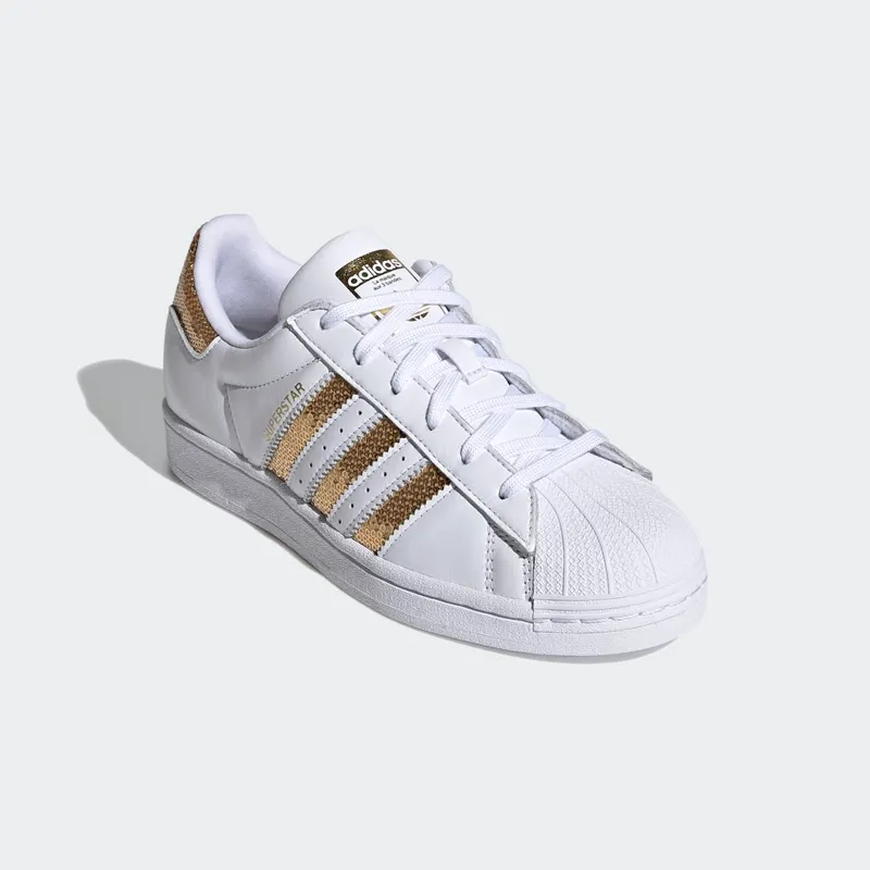 Adidas Superstar ‘White Gold Sequins’ Cloud White/Gold Metallic/Cloud White (G55658)
