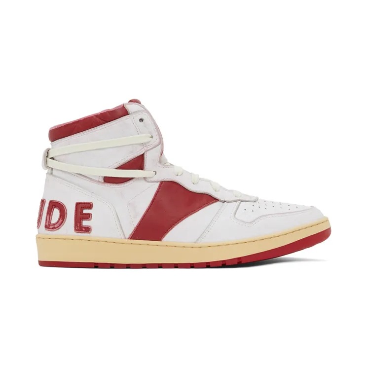 Rhude White & Red Rhecess Hi Sneakers (RHFW21FO24039371)