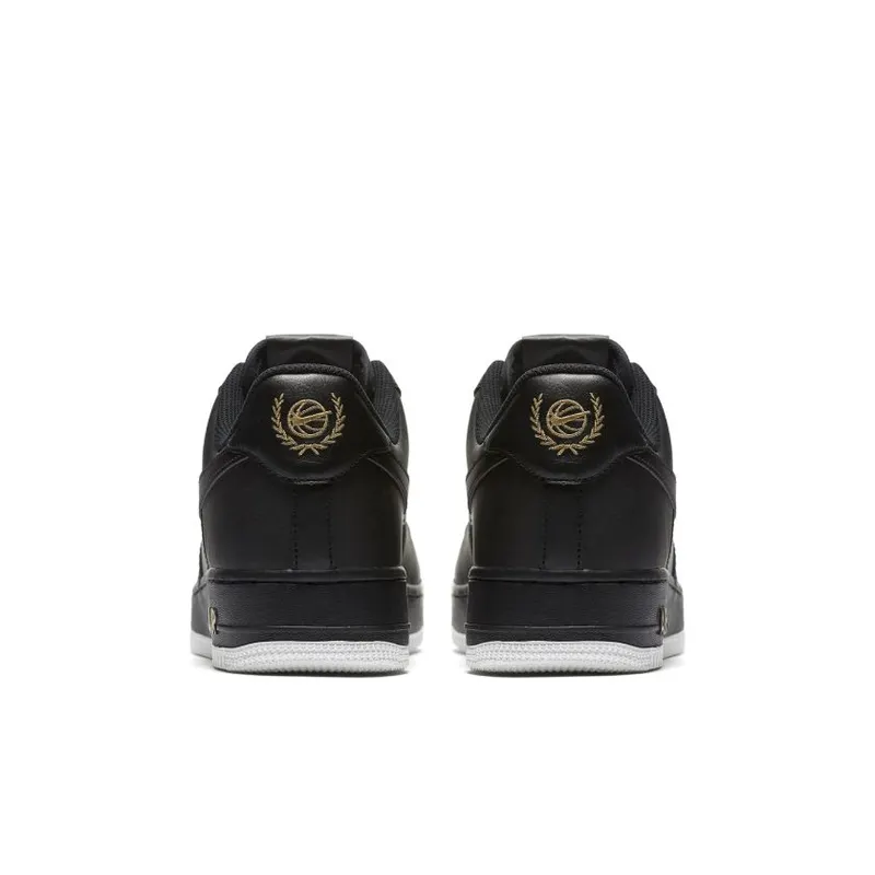Nike Air Force 1 Low Crest Logo Black Black/Summit White-Metallic Gold (AA4083-014)
