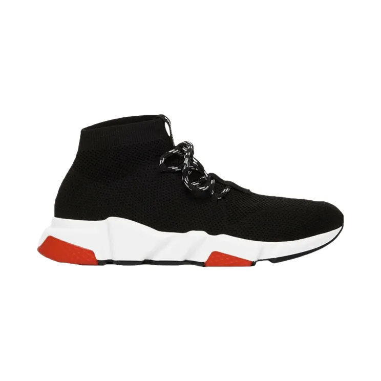 Balenciaga Speed Trainer Lace Up Black Black White Red (530357W07U01000)