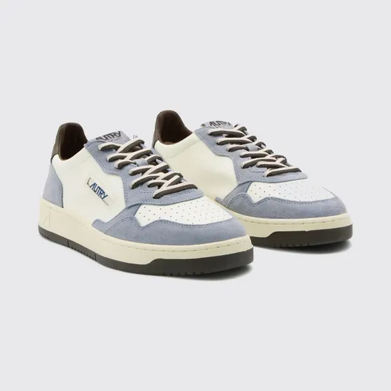 Autry Medalist Low Two-Tone Calfskin and Suede Trainers White 1 (AULMBW06)