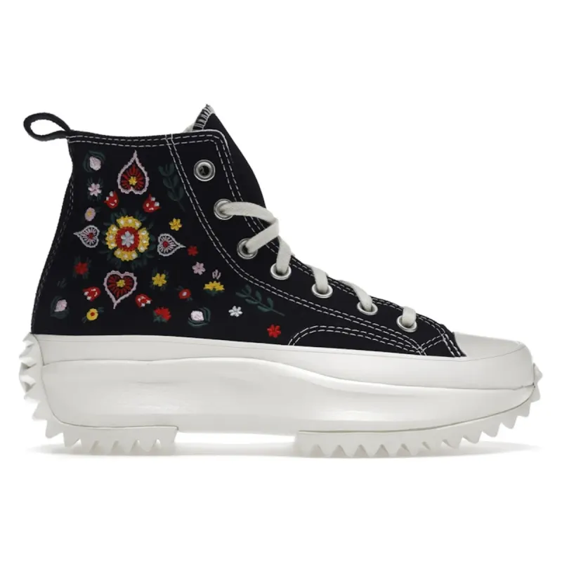 Converse Run Star Hike Platform Floral Embroidery Black/egret/midnight Clover (A02192C)