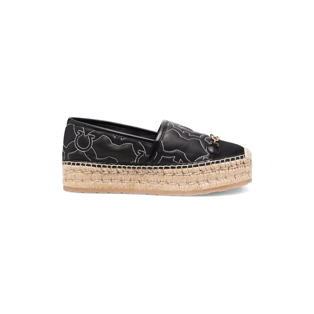 Ferragamo Gancini Logo-Embroidered Espadrilles Black (01C999751252)