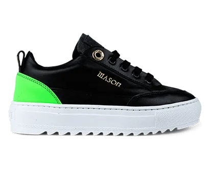 Mason Garments Tia Leather/Suede/Reflective Black/Asfalto/Fluo Green Schwarz (B-FW20-24B)