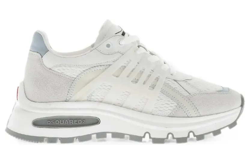 DSQUARED2 Run DS2 leather and fabric low-top “White” (SNW026635507399)