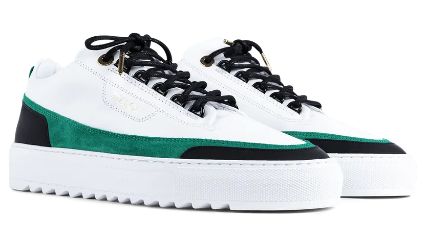 Mason Garments Firenze Leather/Suede – White/Green Weiß (SS20-8F)