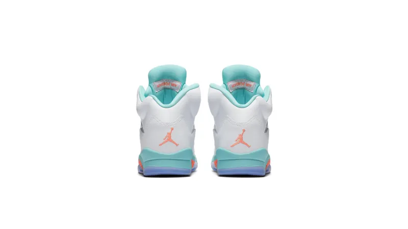 Jordan 5 Retro Light Aqua (GS) White/Crimson Pulse-Light Aqua-Black (440892-100)