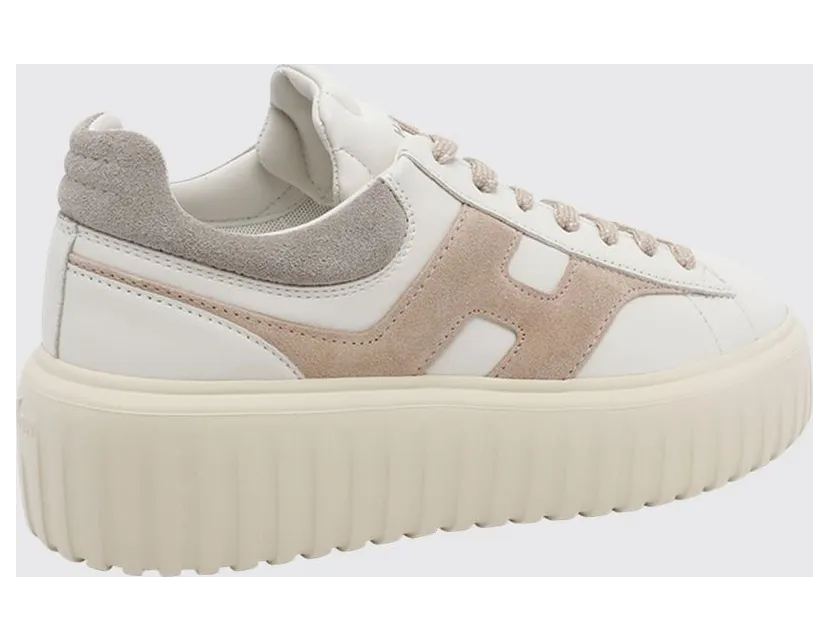 Hogan H-Stripes Platform Sneakers in Leather and Suede White (HXW6450FE91N1M0R16) (2)