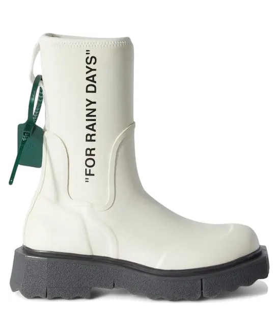 OFF-WHITE Sponge Rubber Rain Boot For Rainy Days White (OWIE016F22MAT0010110)