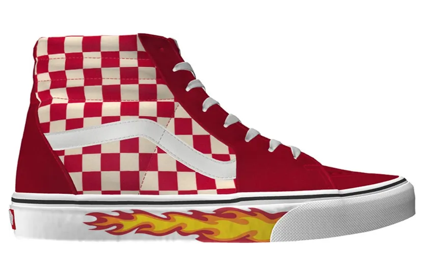 VANS Gepersonaliseerde Red Checkerboard Flame Sk8-hi Rood (VN0A3CST579)