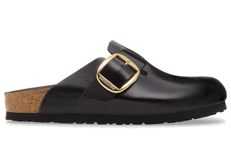 Birkenstock Boston Big Buckle Leather Black Dressy Leather (1030876)