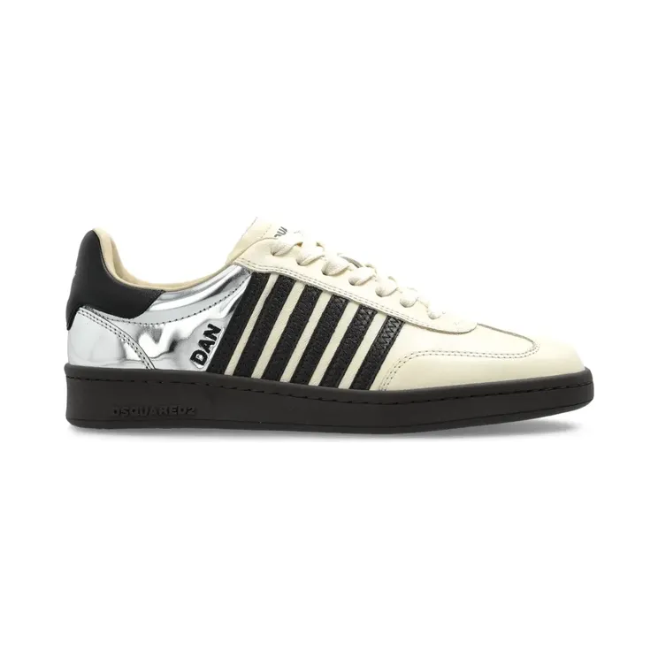 DSQUARED2 Leren sneakers met vlakken – Beige (SNW030201501451)