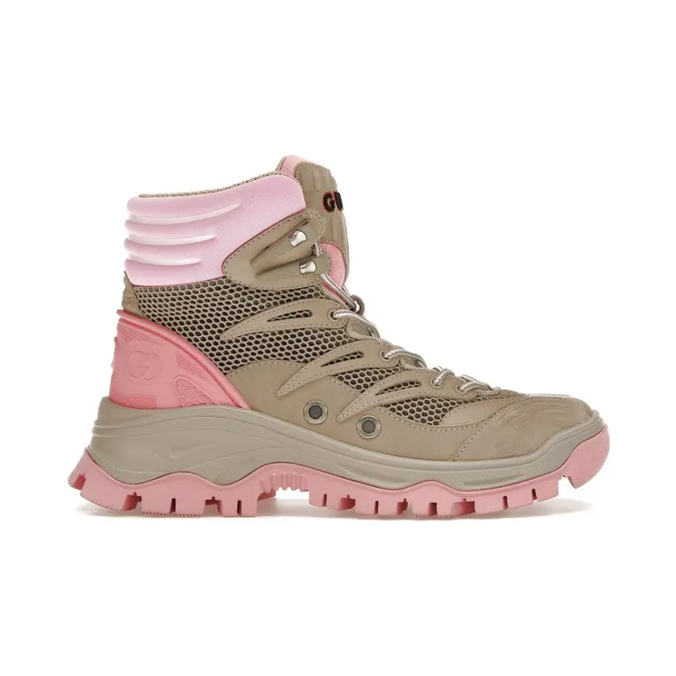 Gucci Lace Up Ankle Boot Beige Pink (700256 2KD20 9597)