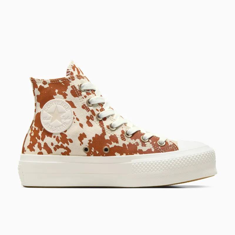 Converse Chuck Taylor All Star Lift Platform Animal Print Egret/Brown/Gold (A10141C)