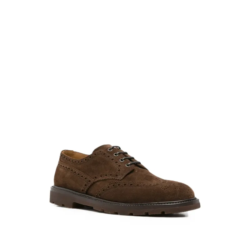 Henderson Baracco Suede Lace-up Fastening Brogue “Brown” (GEORGE.S.8 COFFE)