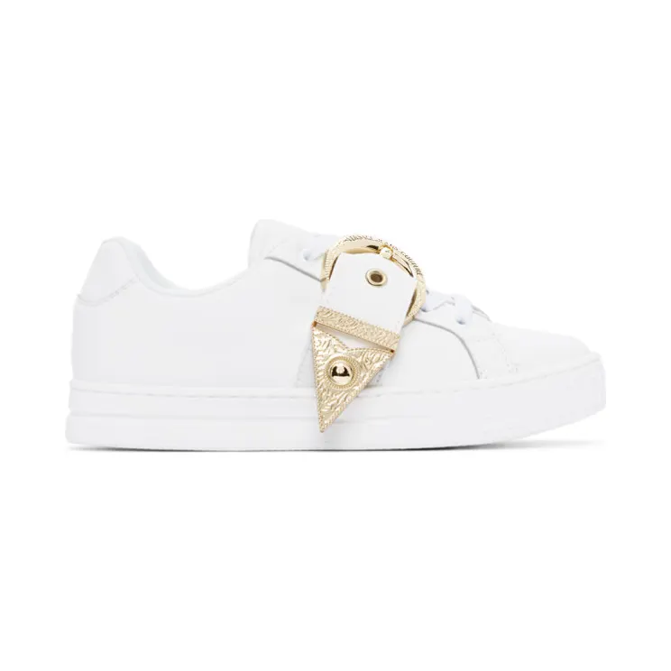 Versace Jeans Couture White and Gold Buckle Sneakers (EE0VWASK9E71957)