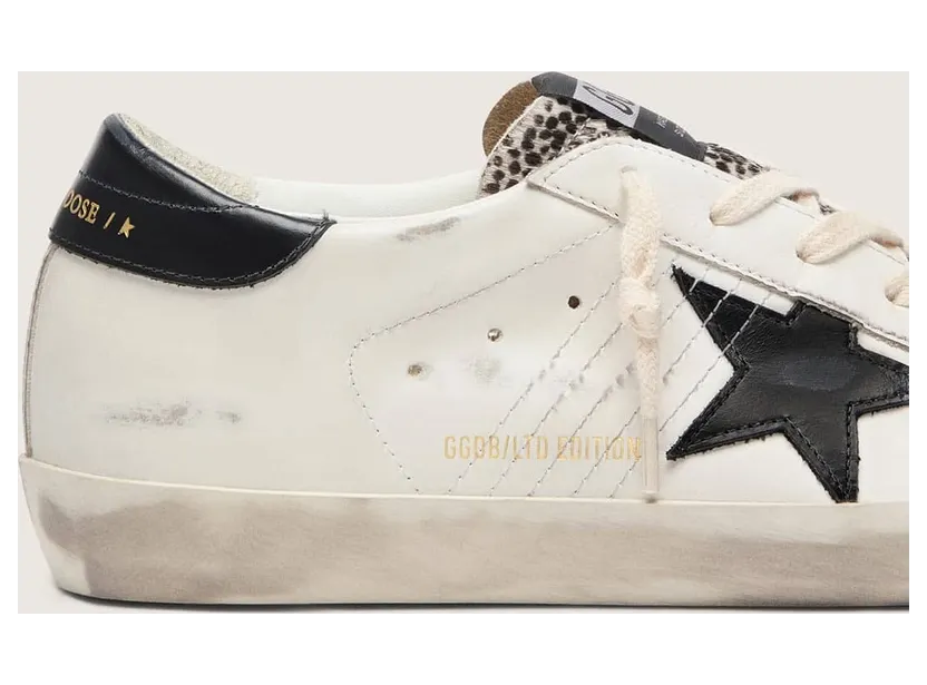 Golden Goose Super-Star Ltd In White Leather With Black Star And Pony Skin Details (GWF00101.F008513.10283) (4)