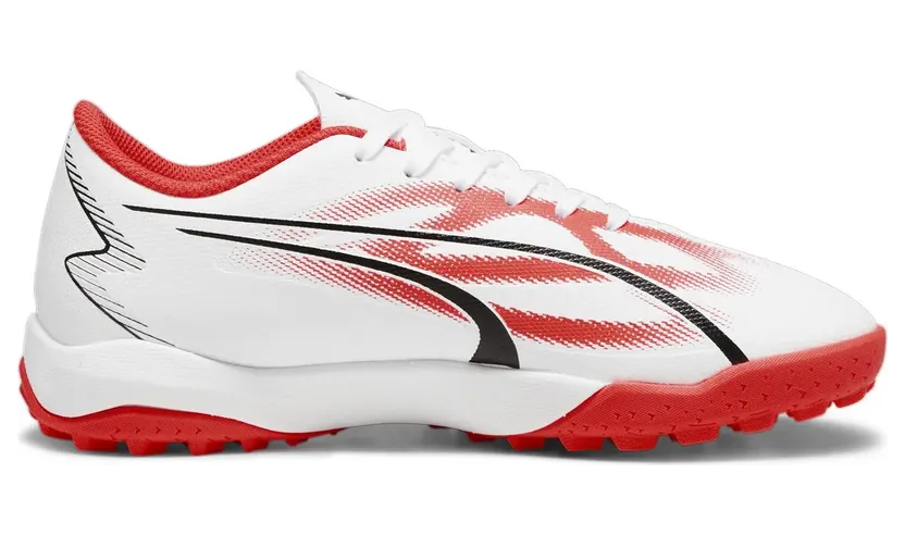 Puma Ultra Play TT + Multinocken-Fußballschuhe Kinder 01 – PUMA white/PUMA black/fire orchid 35 für Kinder, weiß, Größe 35 ½ EU / 3 Kids UK (107534)