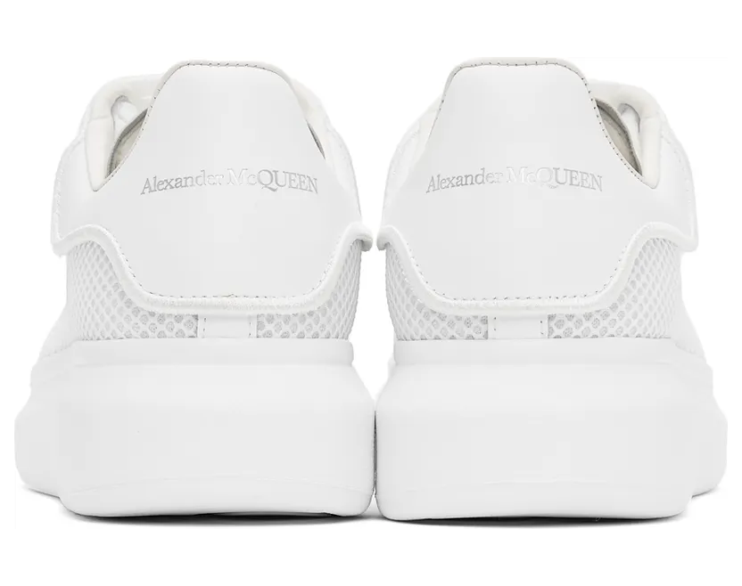 Alexander McQueen White Mesh & Leather Oversized Sneakers (668700WIAFD) (4)