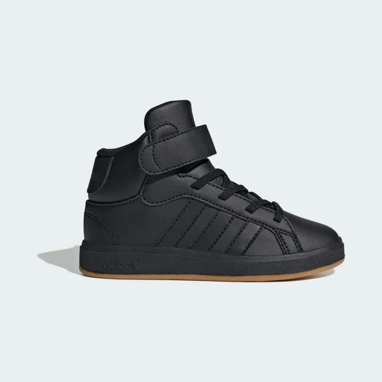 adidas Grand Court Mid Shoes Kids “Core Black / Core Black / Grey Six” (JR0804)