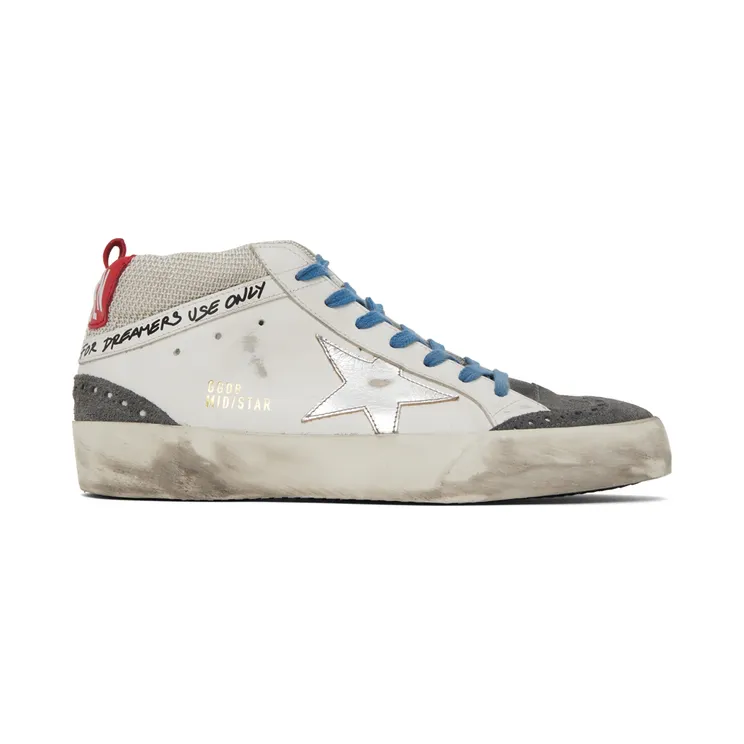 Golden Goose White & Gray Mid Star Double Quarter Sneakers (GMF00123.F002440.10870)