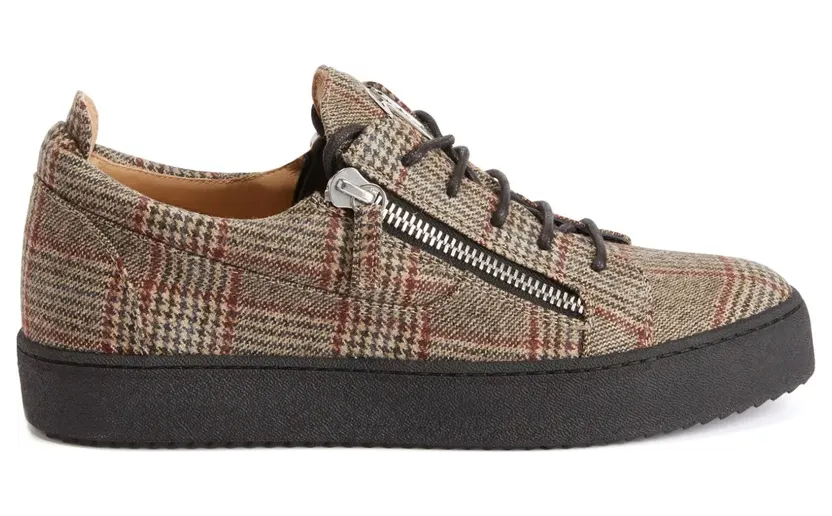 Giuseppe Zanotti Karierte Frankie Sneakers mit doppeltem Reißverschluss – Nude (RU30050002)
