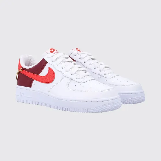 Nike Air Force 1 ’07 Grained Leather Trainers with Charm and Embroidered Logo White (IR0872101)