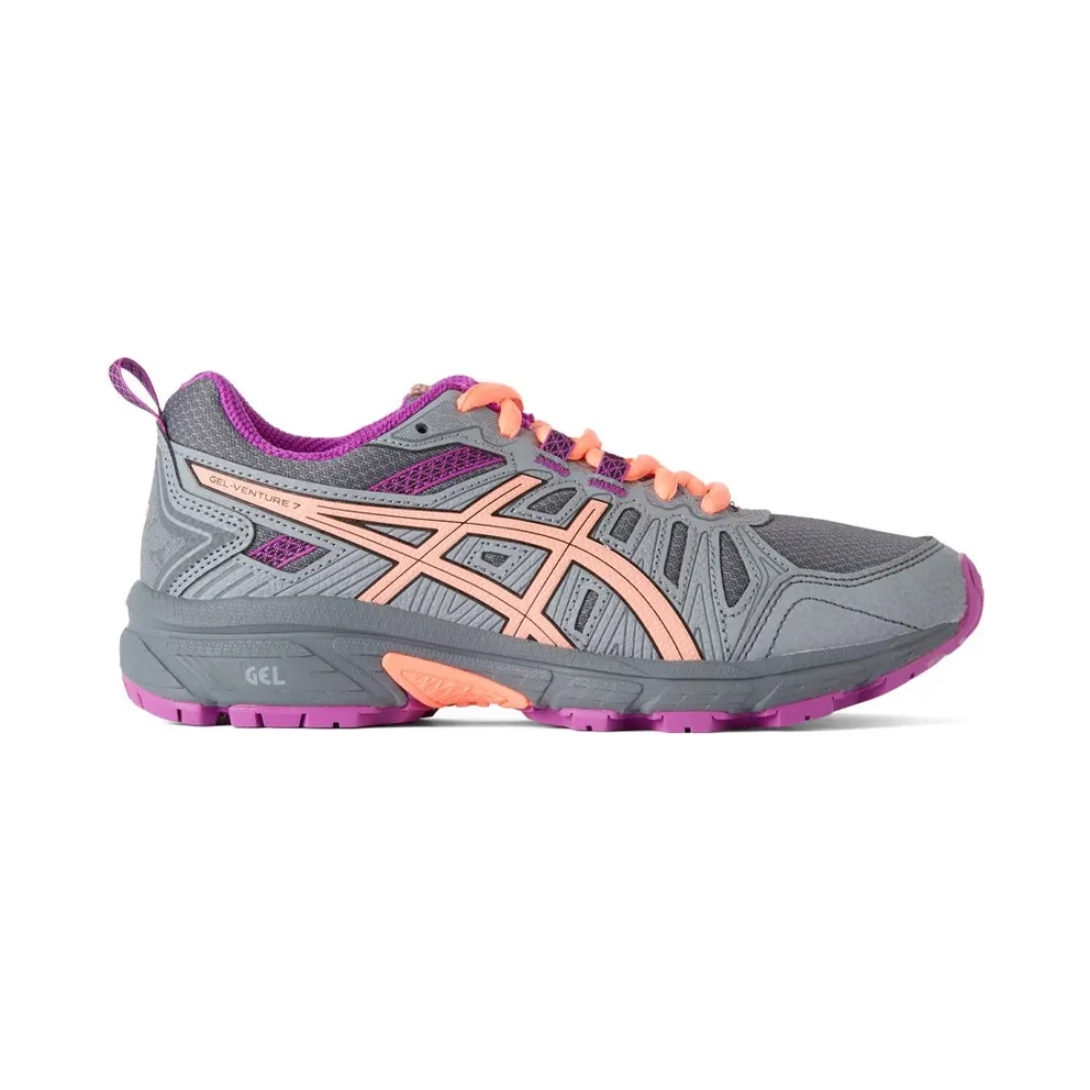 ASICS Kids Grey & Pink Gel-Venture 7 GS 020 Metropolis/Black (1014A072)
