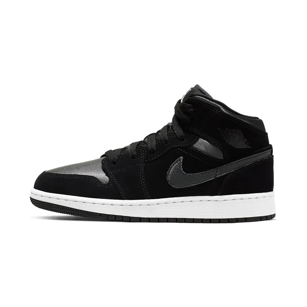Jordan 1 Mid White Black Grey (GS)
