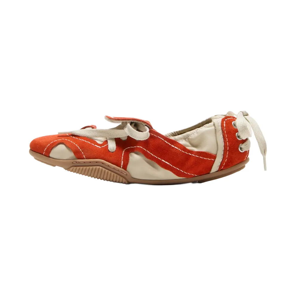 Acne Studios Suede Lace-Up Shoes Womens “Off White / Orange” (AD0941-AT2)