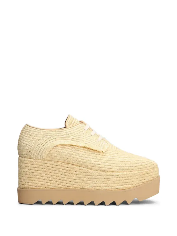 Stella McCartney Elyse raffia sneakers with plateauzool – Beige (810663E00303)