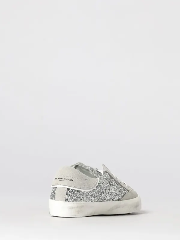 Philippe Model Suede and Glitter Sneakers Silver (8332101) (2)