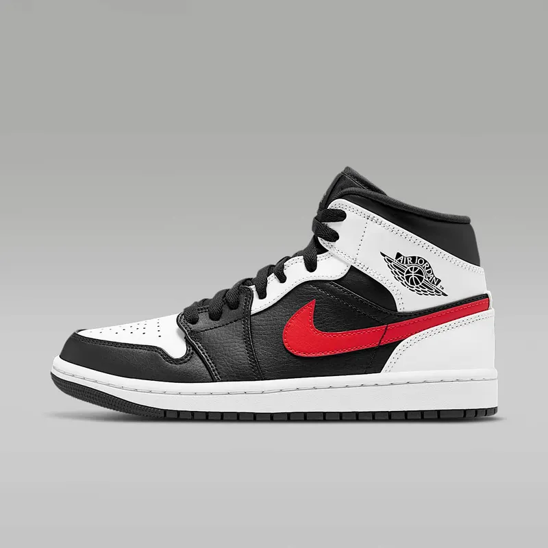 Jordan 1 Mid Black Chile Red White Black/Chile Red-White (554724-075)