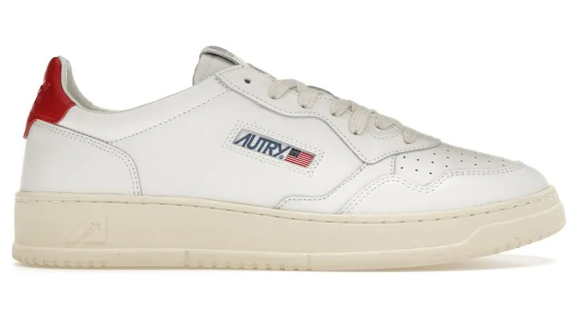 Autry Medalist Leather Low White Red (AULM-LL21)
